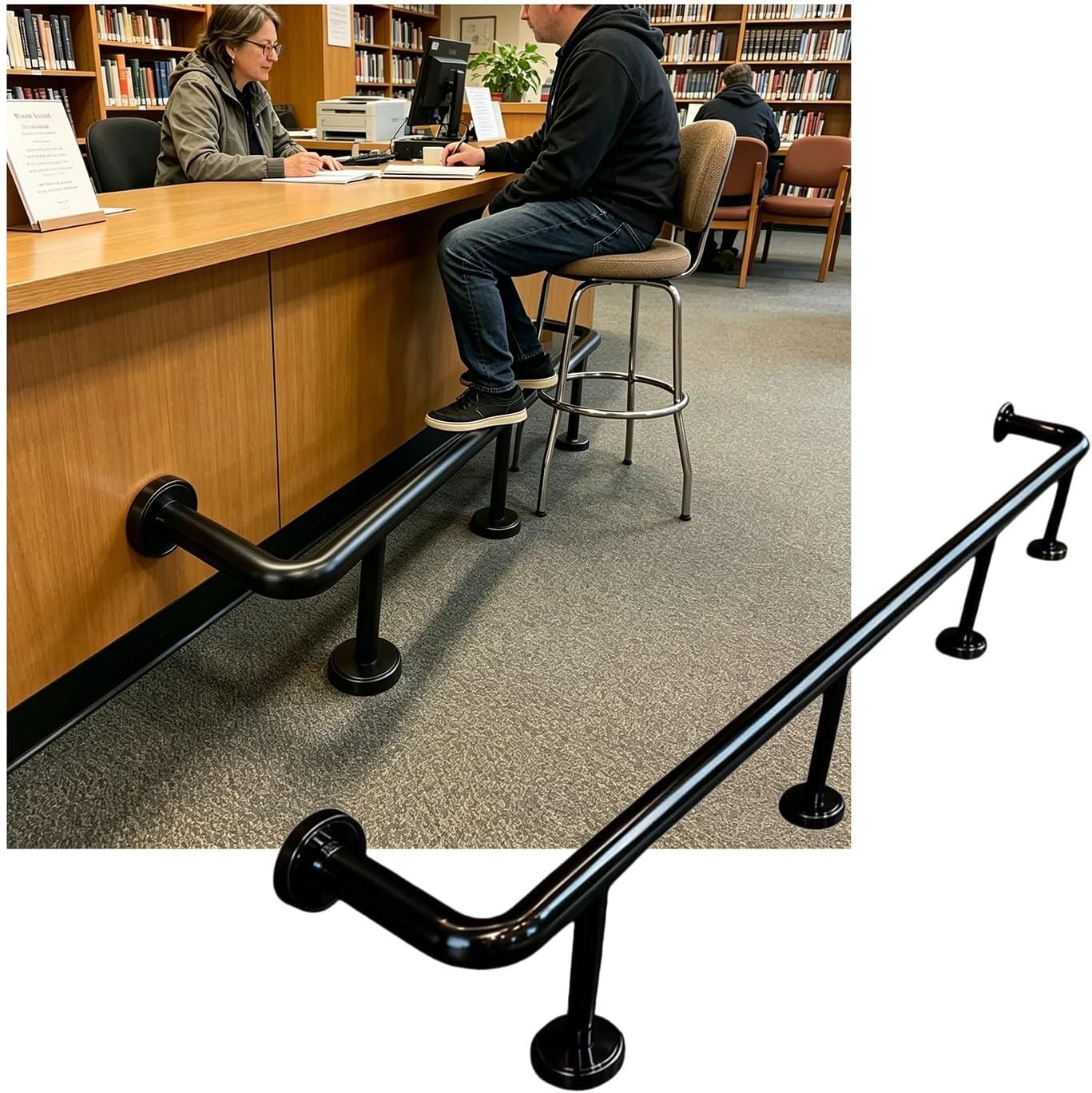 Epano Schwarz Lxxw Bar Foot Rail Bar Foot Rails，Stainless Steel Indoor Rest For Restaurant Kitchen Reception Desk Counter，3.28~16.4Ft(,5.0M/16.40Ft)