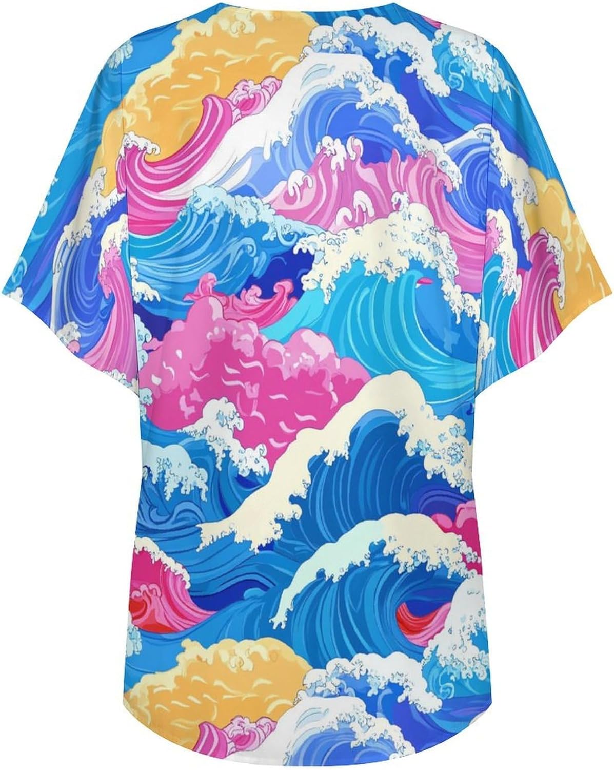 Wave Japanese Women's Open Front Cardigan Short Sleeves Jacket Lightweight Sweaters Tops