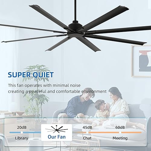 Miniatura 6 de Ventiladores de techo industriales de 96 pulgadas sin luces, ventilador de techo grande con 8 aspas de aluminio reversibles, control remoto de 6