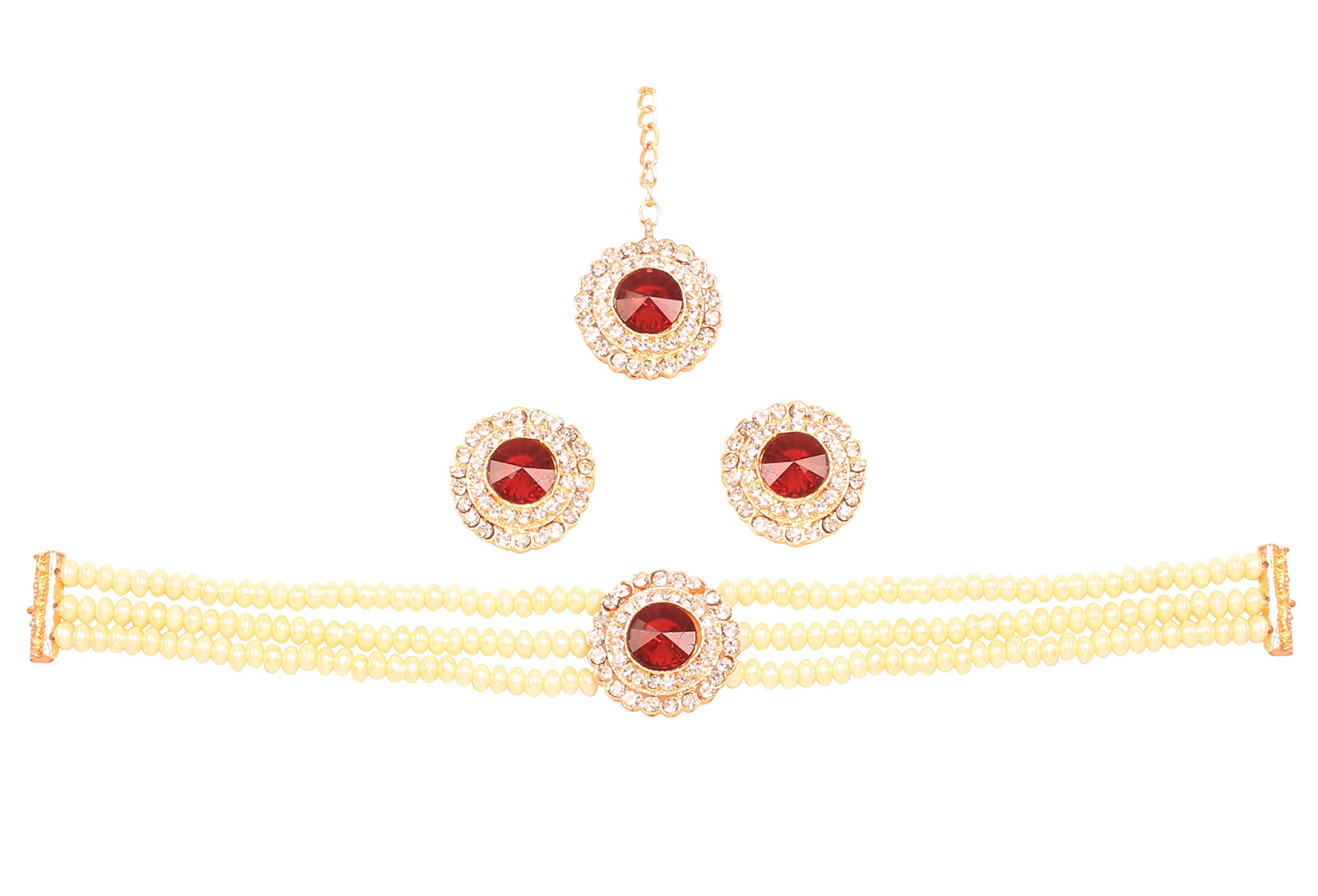 Touchstone Indian Bollywood Princess Diana Fine Studded Diamond Look Faux Ruby Pearls Designer Jewelry Choker Necklace in Gold Tone for Women. (B082V1X1J6) Amazon Price History, Amazon Price Tracker