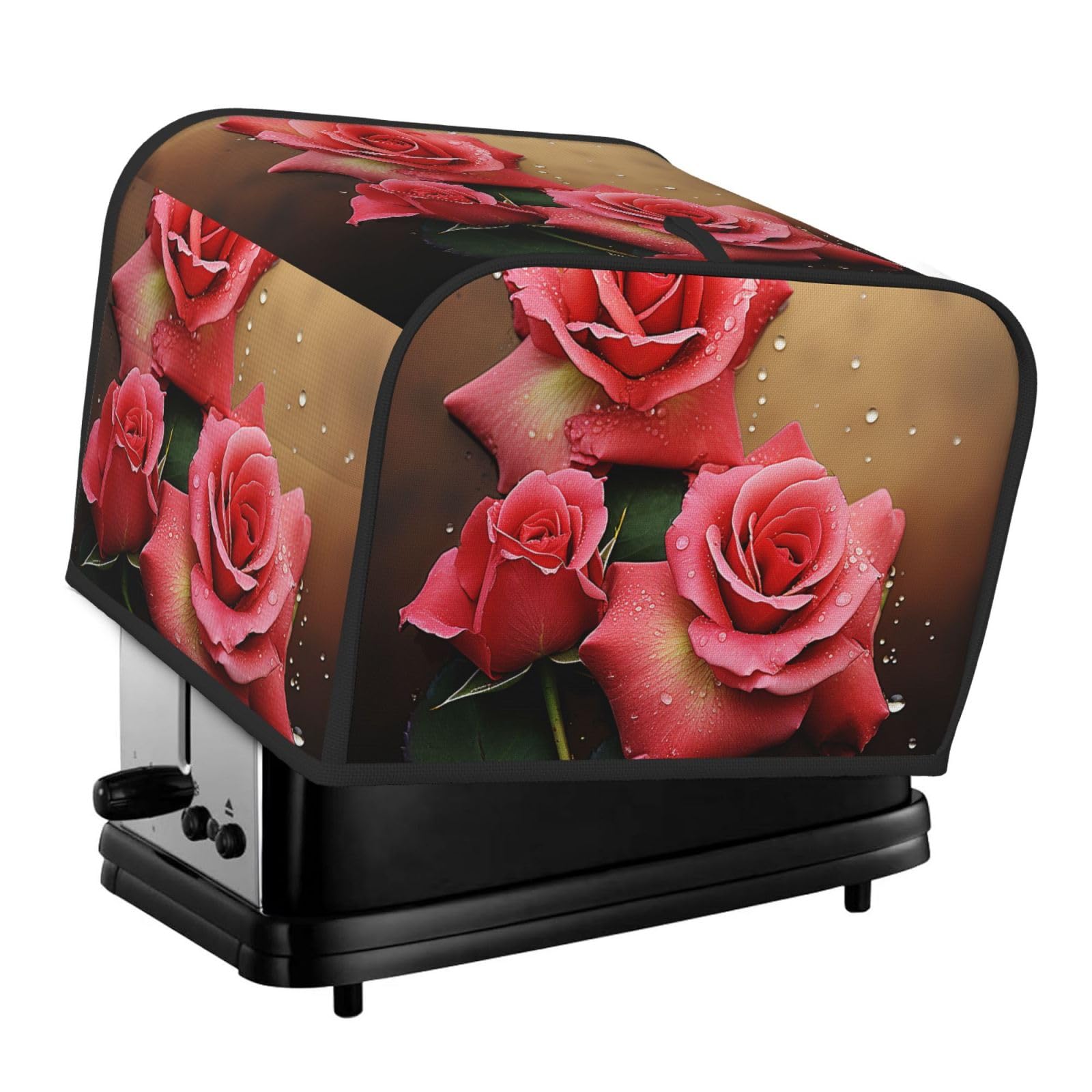 4 Slice Toaster Cover with Two Pockets for Storing knife Super Soft Appliance Covers Roses Dust Cover for Kitchen Small Oven-Cover Kitchen Bread Machine Protector Covers