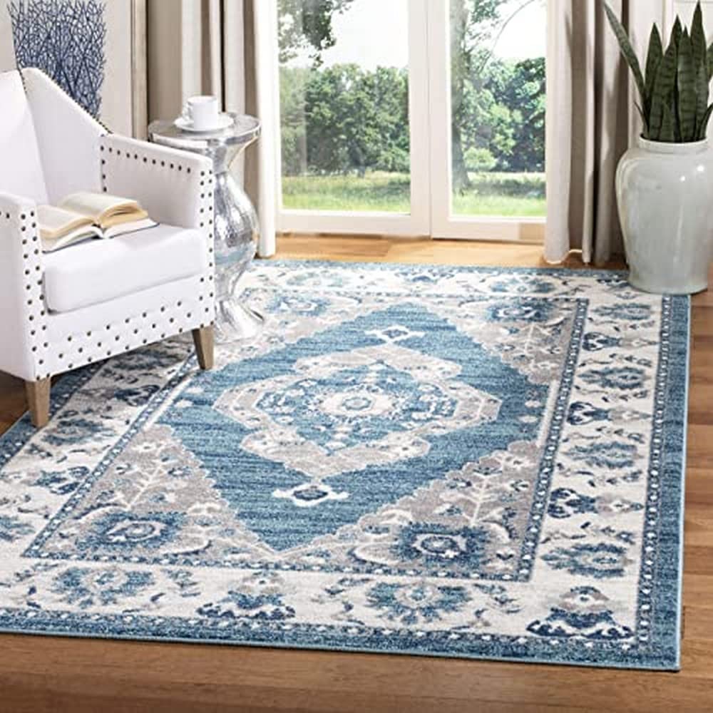 Tapis turquoise et gris 122x183 cm de style traditionnel | Madison Collection