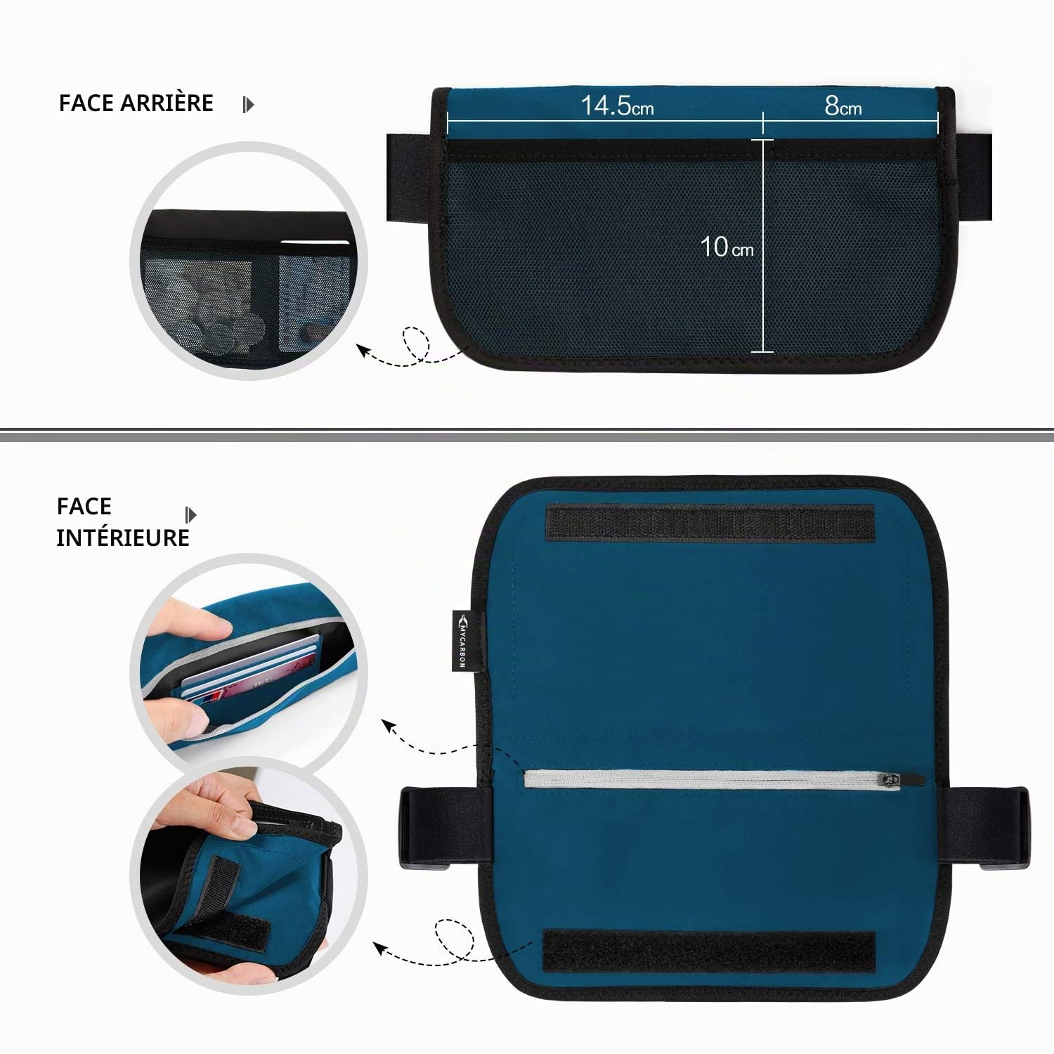 MYCARBON Ceinture de Voyage RFID Contre Le vol Invisible Secret Portefeuille caché sous Les vêtements Ceinture Portefeuille de sécurité Pochette de Voyage