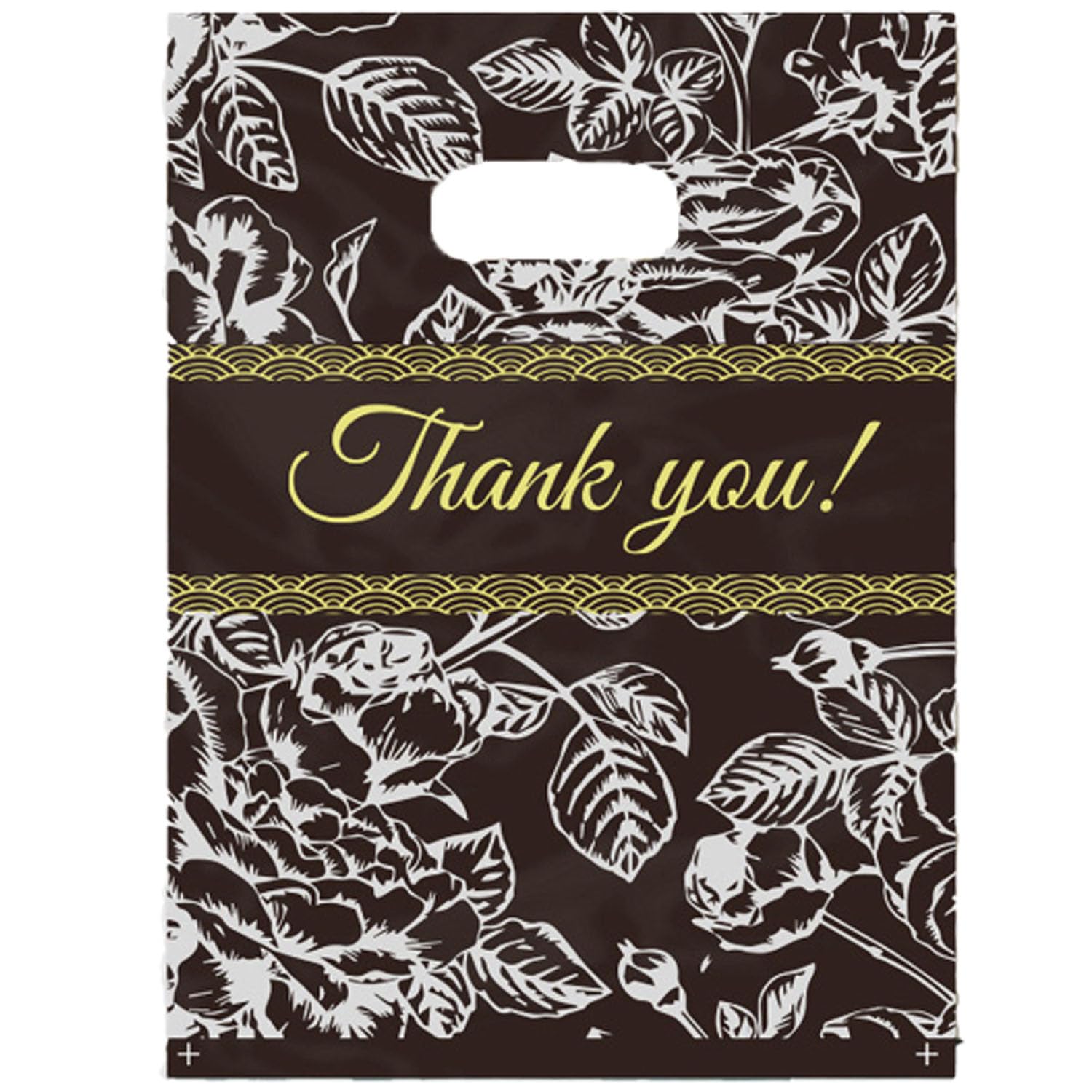 Joyhey 100 Stück 19,8 x 30 cm Kunststoff-Merchandise-Beutel, Einkaufstaschen, Boutique-Taschen mit gestanzten Griffen – Thank You-4