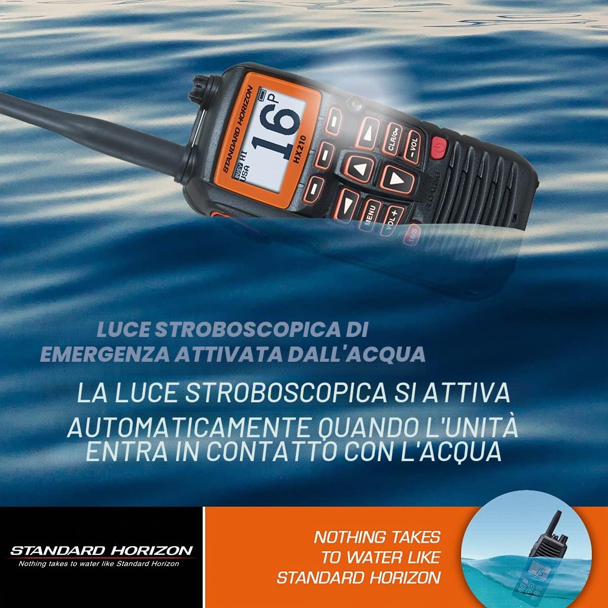 Standard Horizon HX210 Handheld VHF Radio, nero