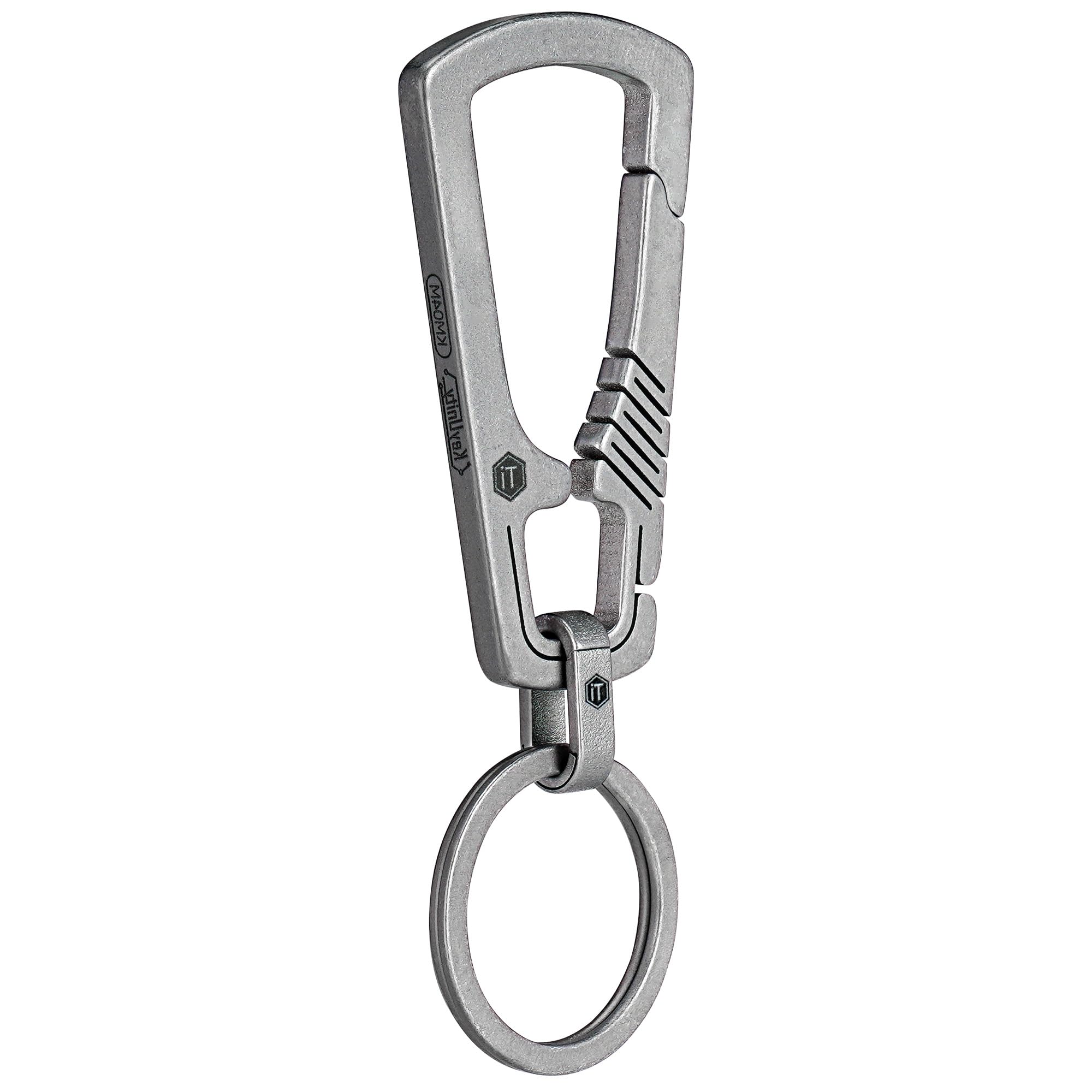 Keyunity Km04m Km04 Titanium Carabiner Keyring Clip, Quick Release With Key Ring, Edc Removable Carabiner Hook For Car Keys, Backpack, Camping, Travel (Silver)