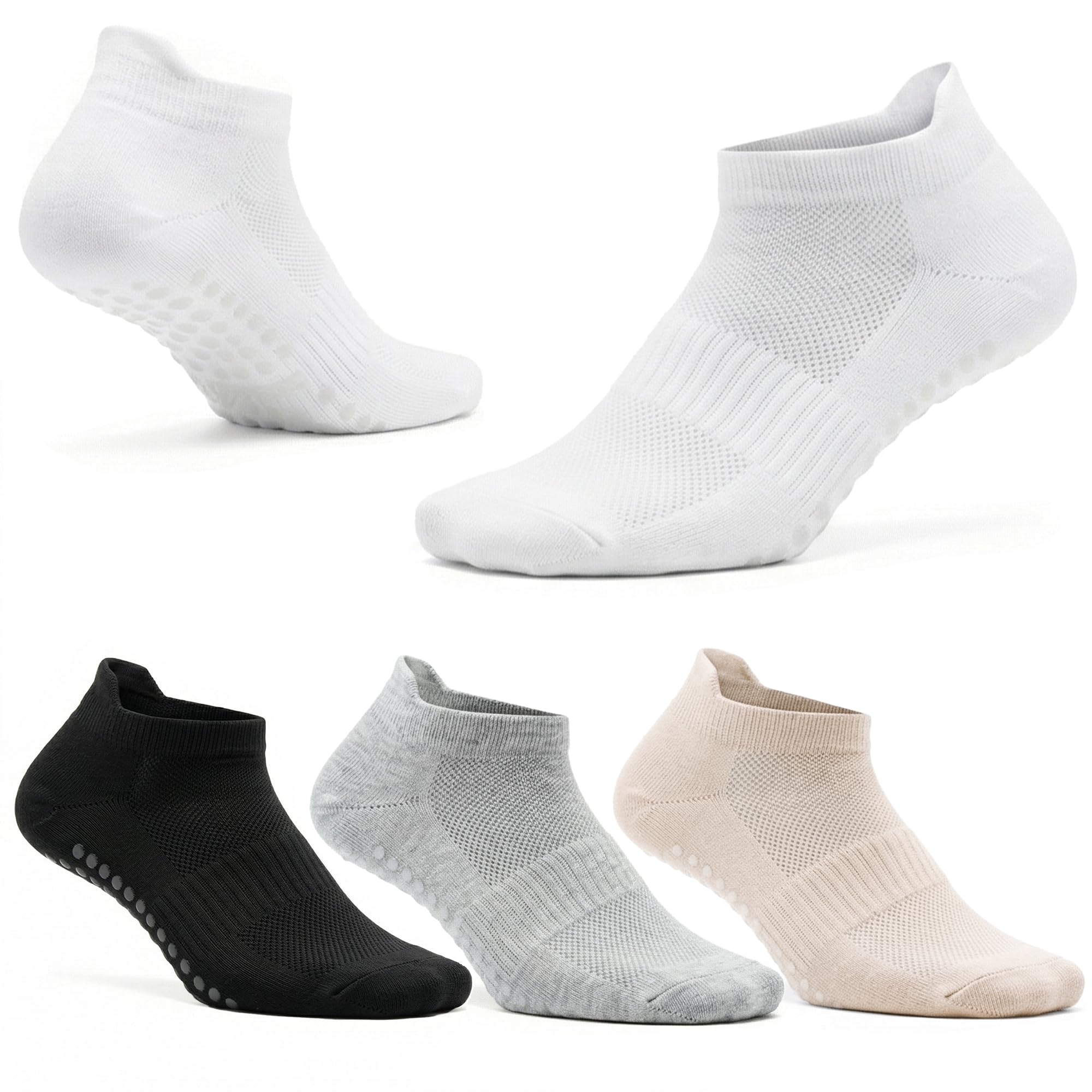 AMELLE® 4x Pairs Non Slip Yoga Pilates Socks With Silicon Grip Workout Anti Slip Arch Support Ventilation Mesh Pilates Socks For Yoga, Pilates, Barre,Dance (Assortment)