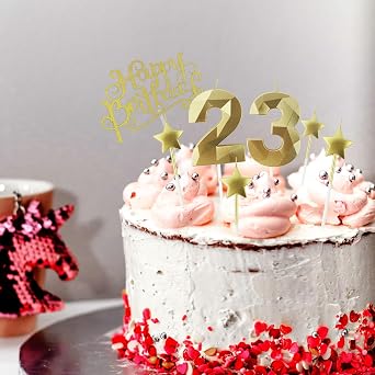 Golden number 20 birthday candles and star birthday candles 2.76 inch birthday cake candles 3D diamond shaped candles are suitable for birthday parties and anniversary cake decorations candles