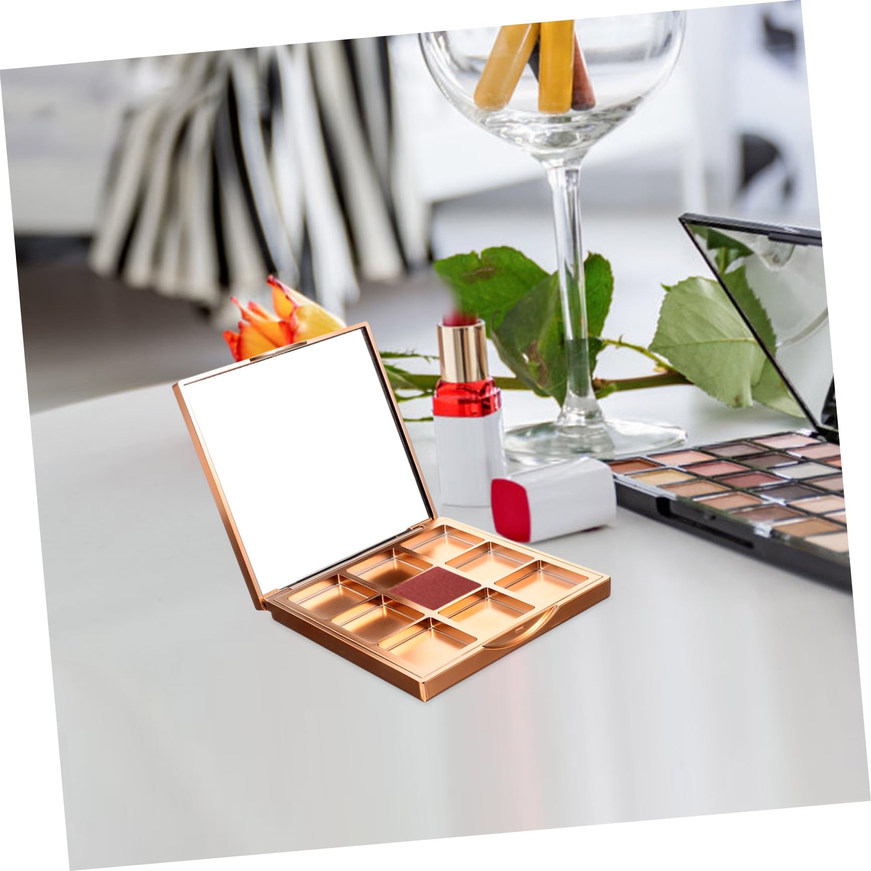 Healvian 5pezzi Palette Ombretti Vuota Con Scomparti Scatola Per Ombretti Design Sequins Quicksand Per Organizzazione Make-up e Viaggi e Leopardo
