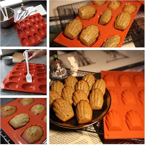 Miniatura 4 de Meajore Madeleine - Molde de silicona para hacer galletas Madeline, molde antiadherente para hacer galletas Madeleine (gris)