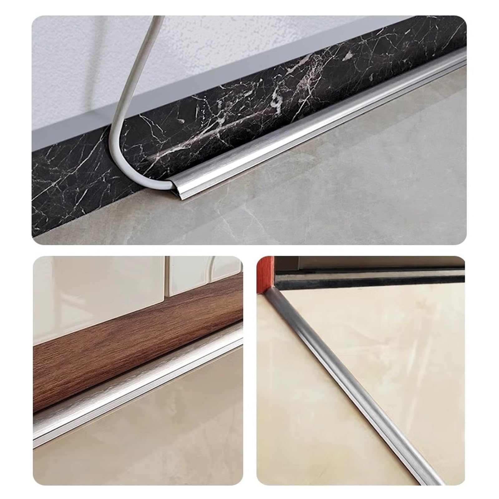 Rampa de Protección de Cable de Aleación de Aluminio para Paredes, Canaleta Pasacables de Suelo para Suelos de Hoteles, Dormitorios y Oficinas(White,Large)