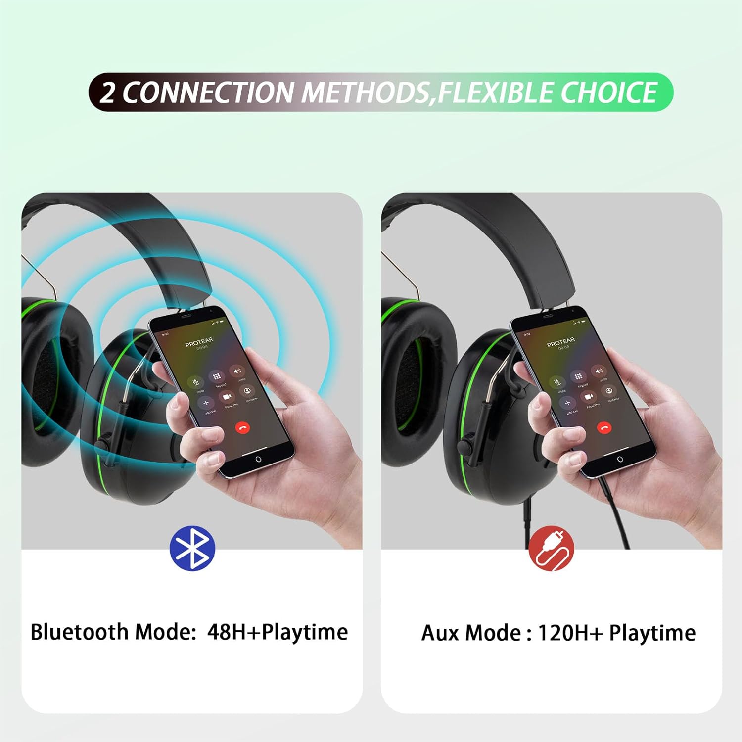 inf protear(Upgraded E6850 Bluetooth Hearing Protection with Integrated Microphone, High-Fidelity Speakers,120H+Playtime, Ideal Ear Muffs for Noise Reduction for Mowing, Workshop, NRR 25 dB - Image 5