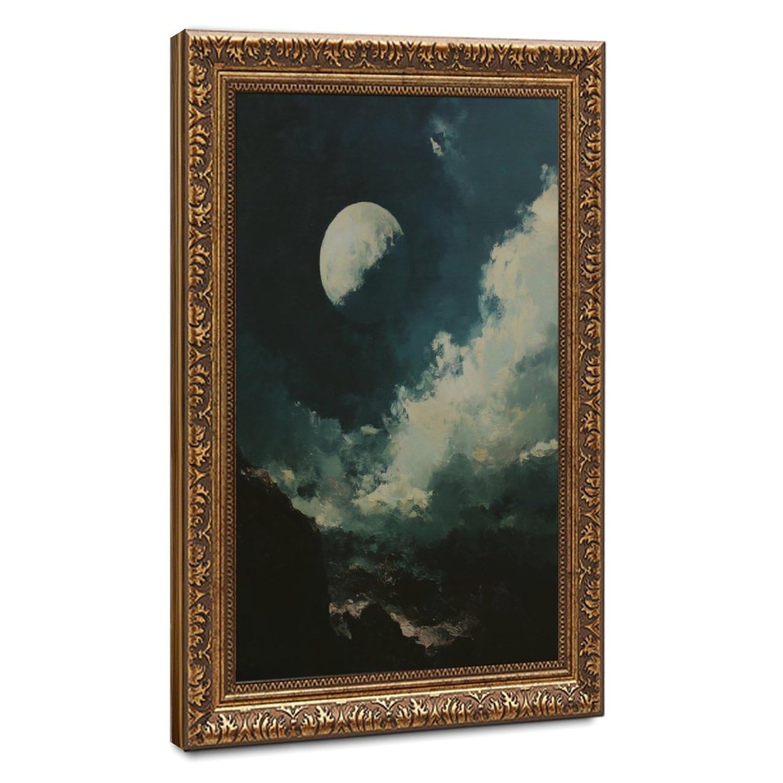 Bareronor Moon Landscape Canvas Poster Bedroom Decor Landscape Office Room Decor Gift 24" L X 36" W