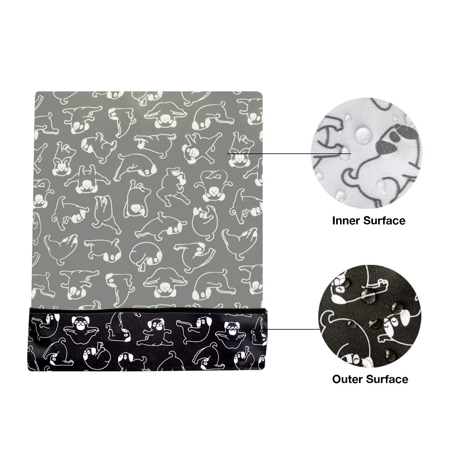 Bolsa de pañales lavable y reutilizable, resistente al agua, bolsa de natación, bolsa de yoga, gimnasio, 12.6 x 16.5 pulgadas, Perros de yoga negros, 16.5x12.6 Inch (Pack of 1), Bolsa