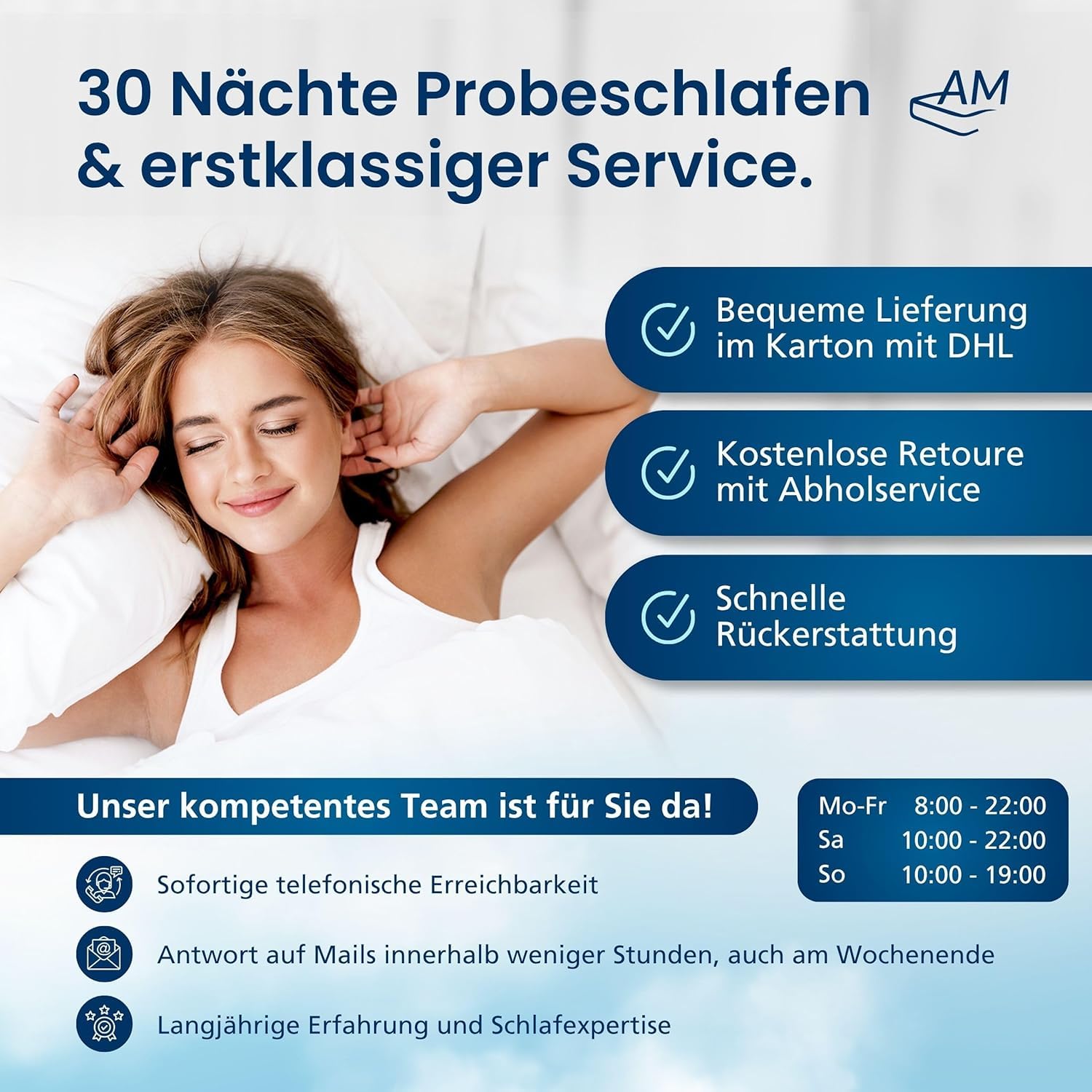 AM Qualitätsmatratzen 3D Deluxe 7 Zonen Kaltschaum Topper 180x200cm RG50 - Made in Germany - Atmungsaktiver Topper 180x200-8cm - Matratzenauflage 180x200 mit Lyocell Bezug und Anti-Rutsch Funktion