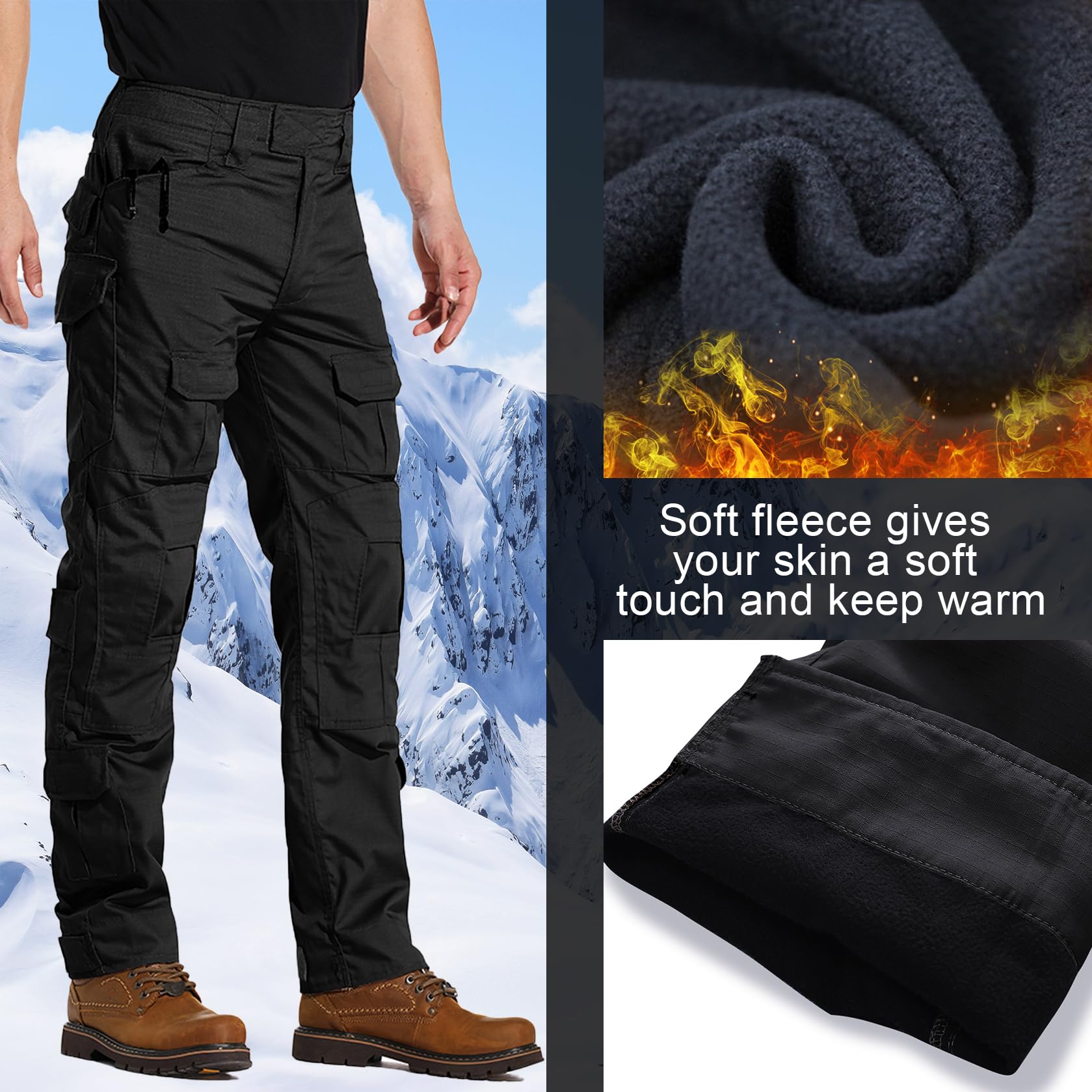 Snapklik.com : OCANXUE Mens Fleece Lined Tactical Pants Waterproof ...