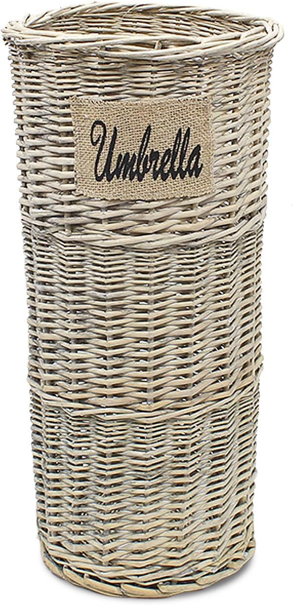 DANIEL JAMES Housewares Rattan Umbrella Rack Stand Wicker Basket Holder Bin Brolly Storage Walking Stick