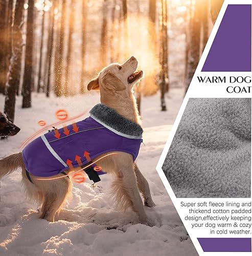 Miniatura 9 de Abrigo de perro cálido reflectante chaqueta de invierno, impermeable a prueba de viento para perros fríos, forro polar grueso para mascotas, chaleco