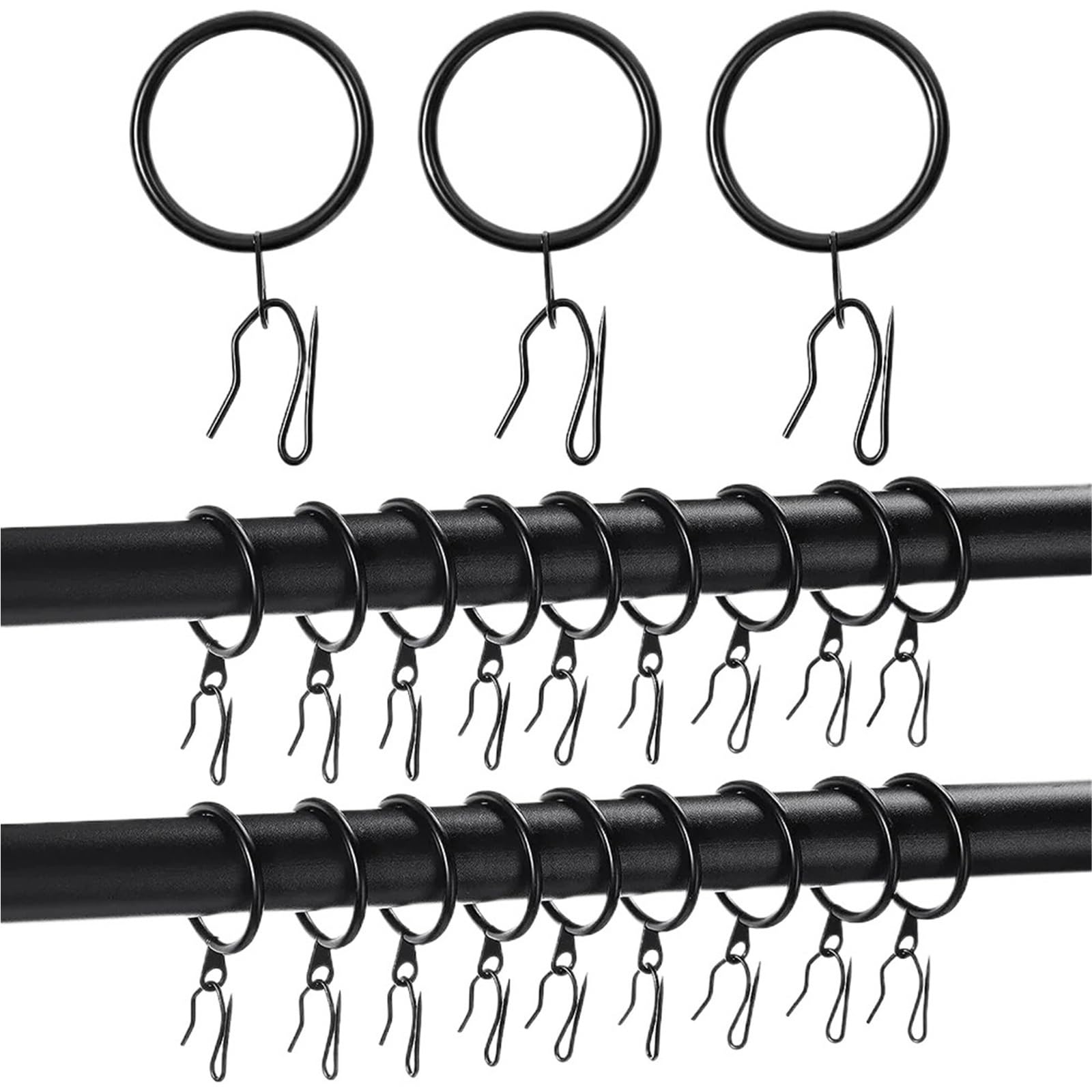 Curtain Rings 30 Sets Metal Curtain Gathering Hooks Pencil Pleat Pinch Rings for Drapes