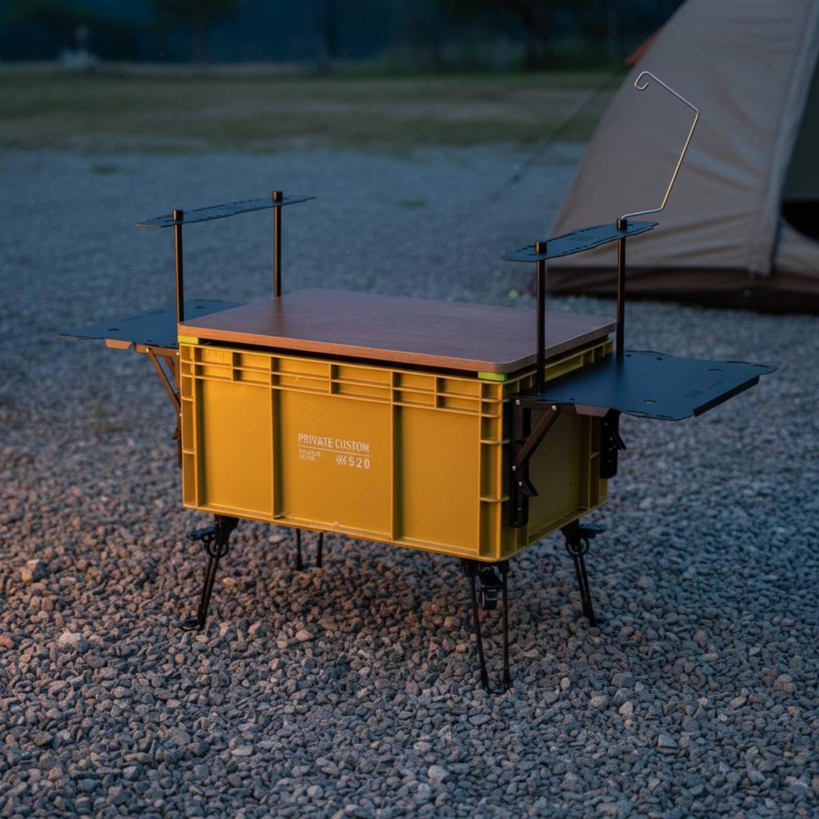 Contenitore da Campeggio con Accessori Portatile Contenitore Pieghevole da Viaggio Leggero Scatola Impilabile Multiuso per Campeggiatori, All'aperto, Giallo Zenzero