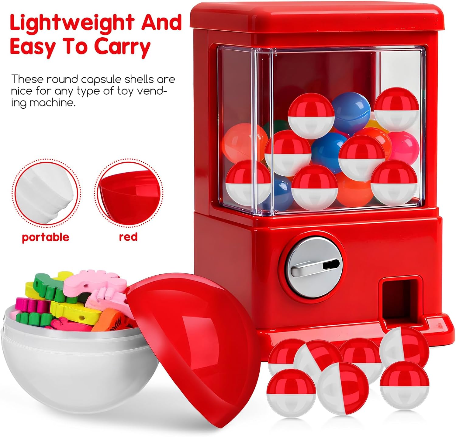 50pcs 2.7in Gumball Vending Machine Capsules Empty Round Capsules Fillable Plastic Ball Containers Toy Supplies for DIY Crafts, Prizes, Party Favors, Easter Basket Stuffer, Birthday