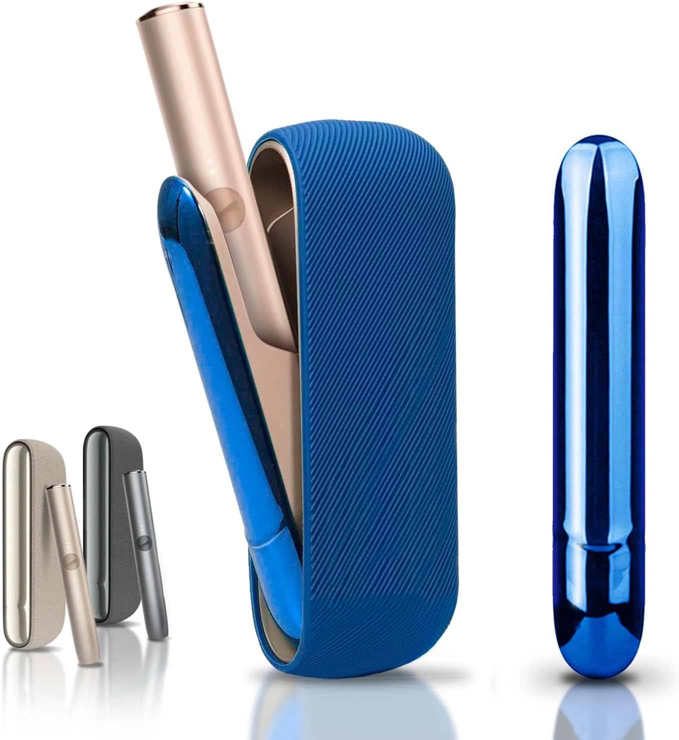 Case Compatible with IQOS ILUMA, Cover + Magnetic Faceplate, Magnetic Side Case, Soft Material Protective Cover, Accessory Bag (Dark Blue)