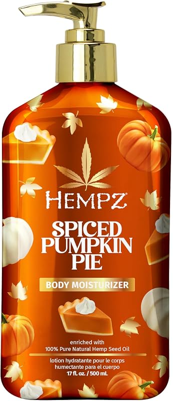 Hempz Pie Body Moisturizer, Body Lotion, Spiced Pumpkin, 17 fl.oz. | Hemp-derived formula softens and hydrates skin for lasting comfort all day