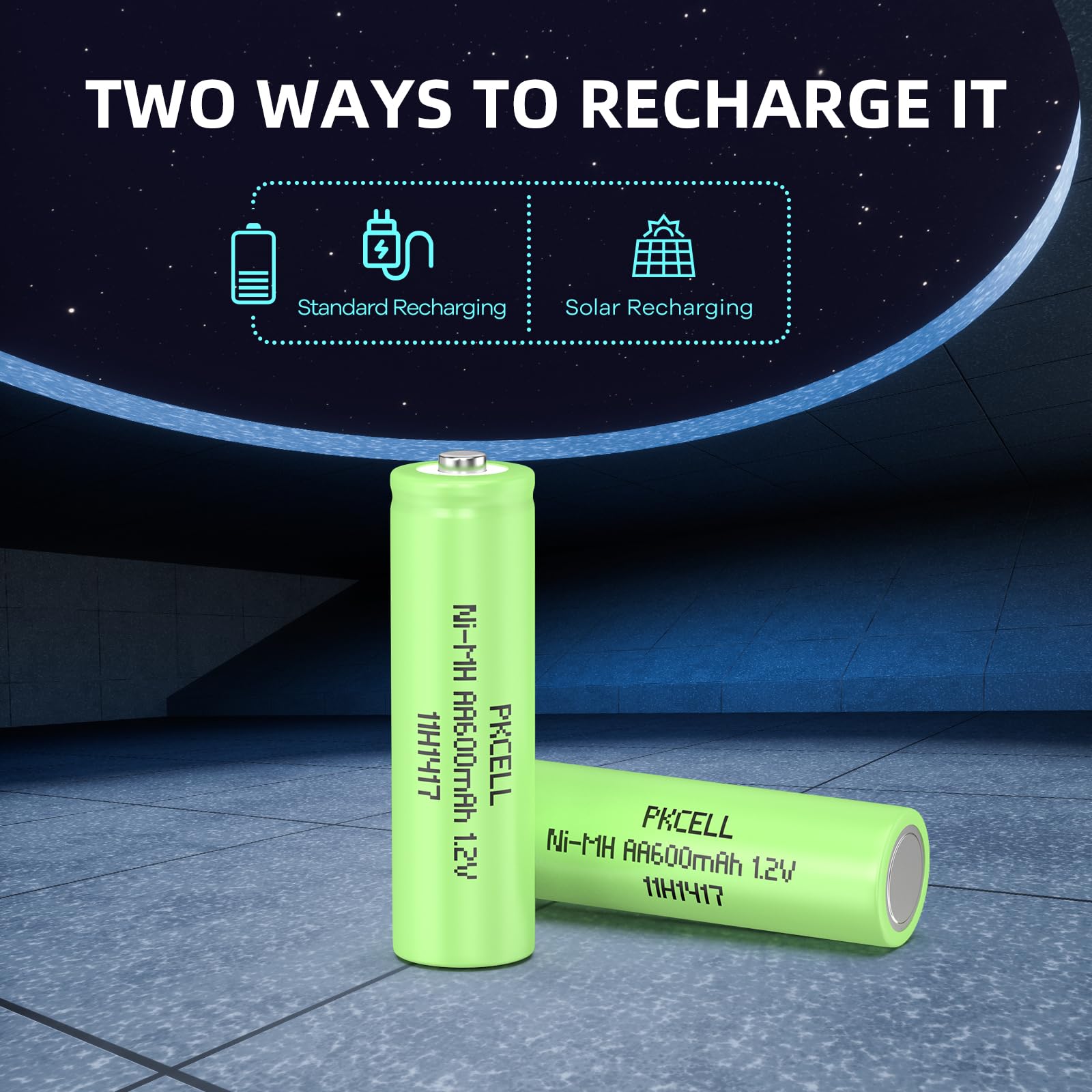 PKCELL AA Akumulatorowe baterie NIMH 1,2V 600mAh do lamp solarnych, zabawek, 12 sztuk
