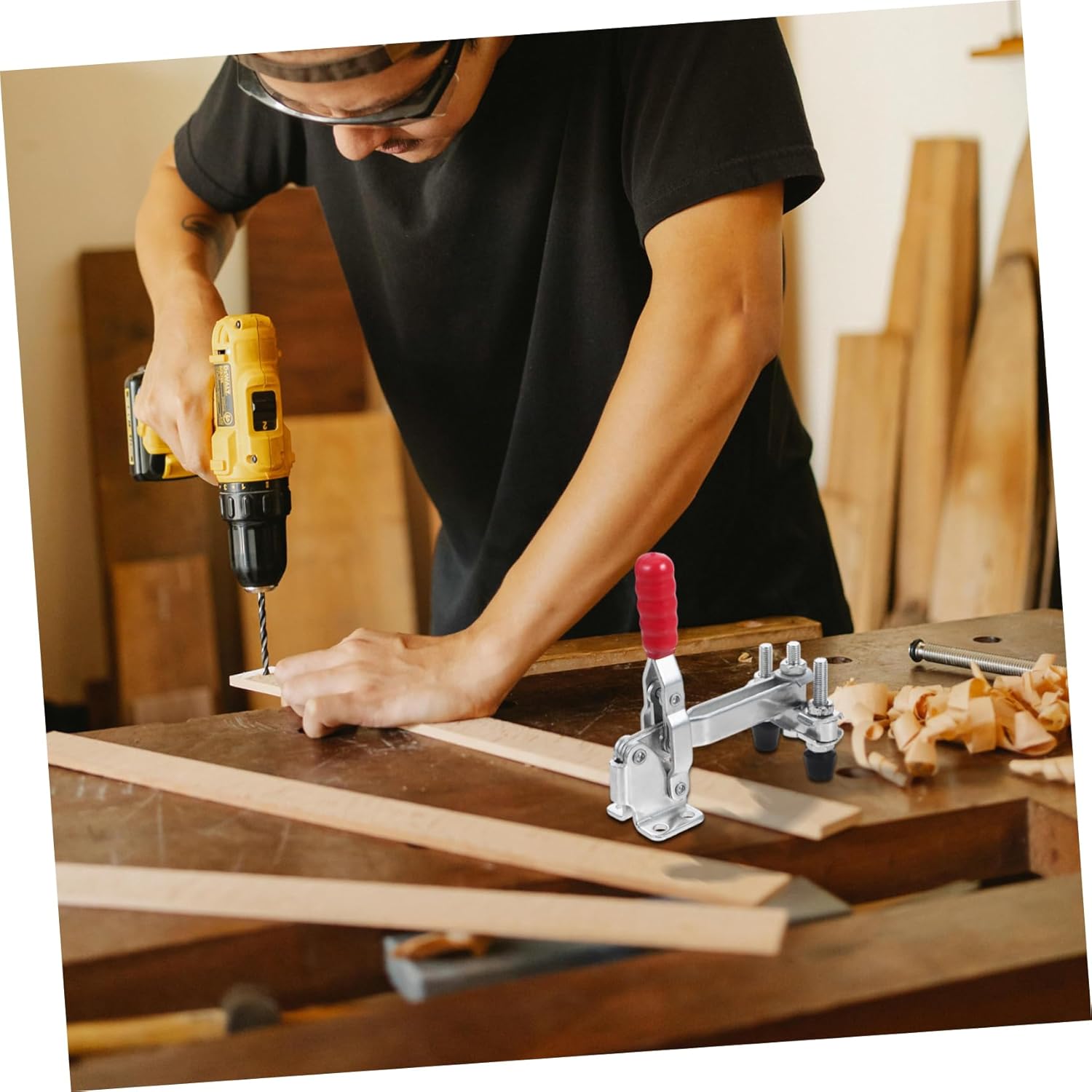 2pcs Vertical Quick Release Toggle Clamp Tool for Welding and Woodworking Dual- Design for Enhanced Clamping Efficiency Versatile for Metalworking and Machine