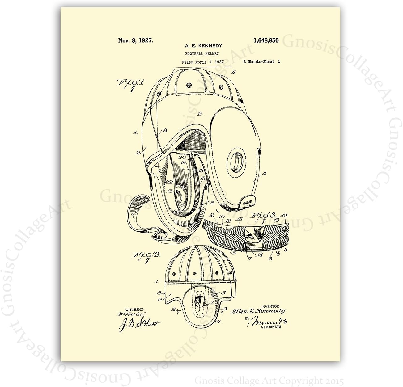 Gnosis Picture Archive Football Decor Set of 4 Unframed Football Art Prints Patents_Football_Crm4A