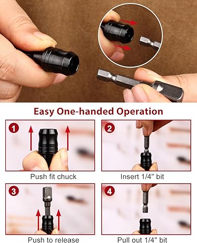 Miniatura 23 de katerk 6 piezas de 1/4 de pulgada con vástago hexagonal de aleación de aluminio para destornillador, ligero, barra de extensión de cambio rápido