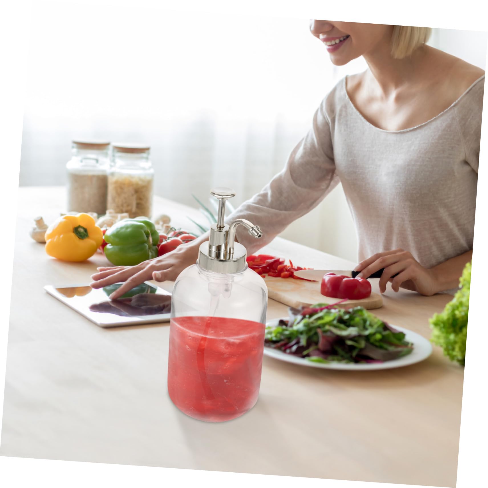 MAGICLULU Dispenser per Sciroppo in Vetro Argento Coperchio a Pompa