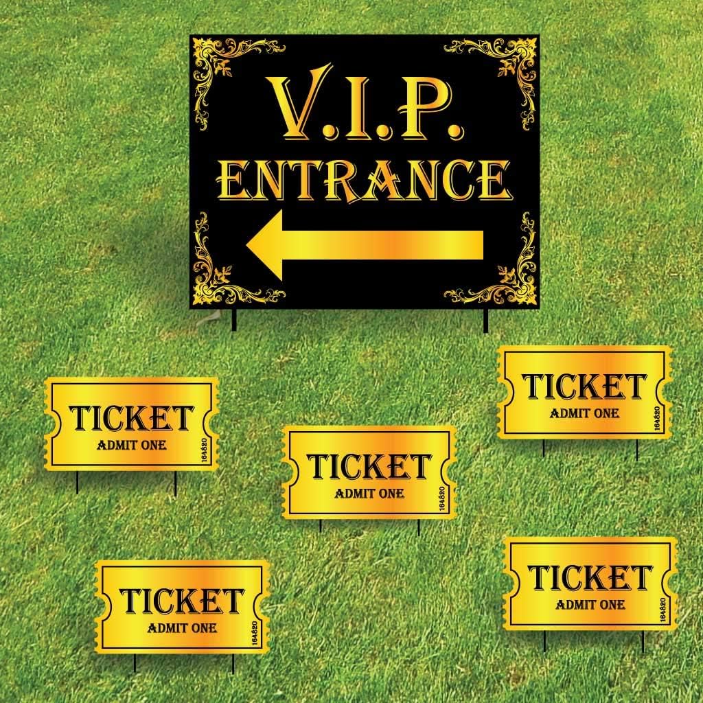 VictoryStore Hollywood Movie Birthday Party Supplies: VIP Party Yard Decorations 6pcs Includes stakes