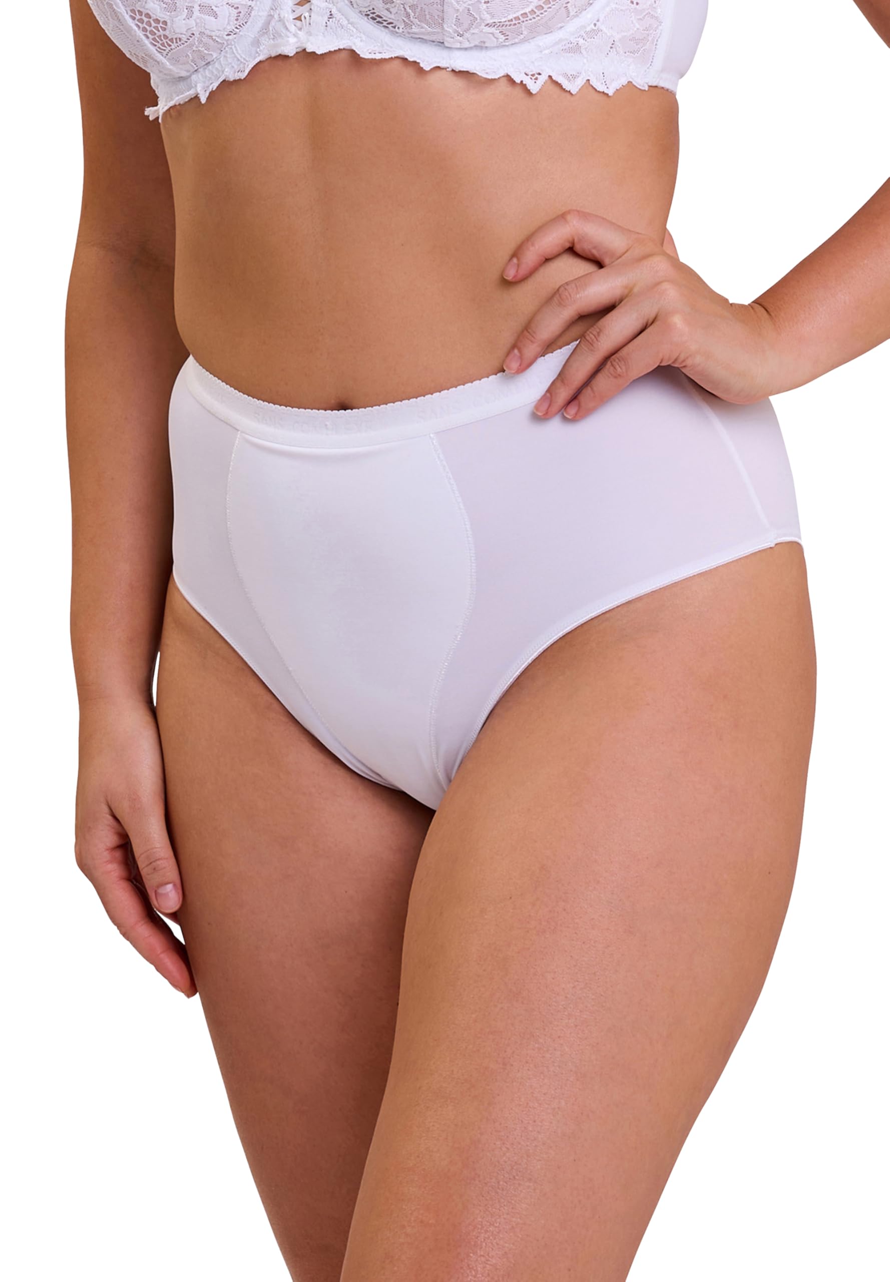 Sans Complexe Women's Plain or unicolor Girdle - White - White - 14 (Brand size: 42/44)