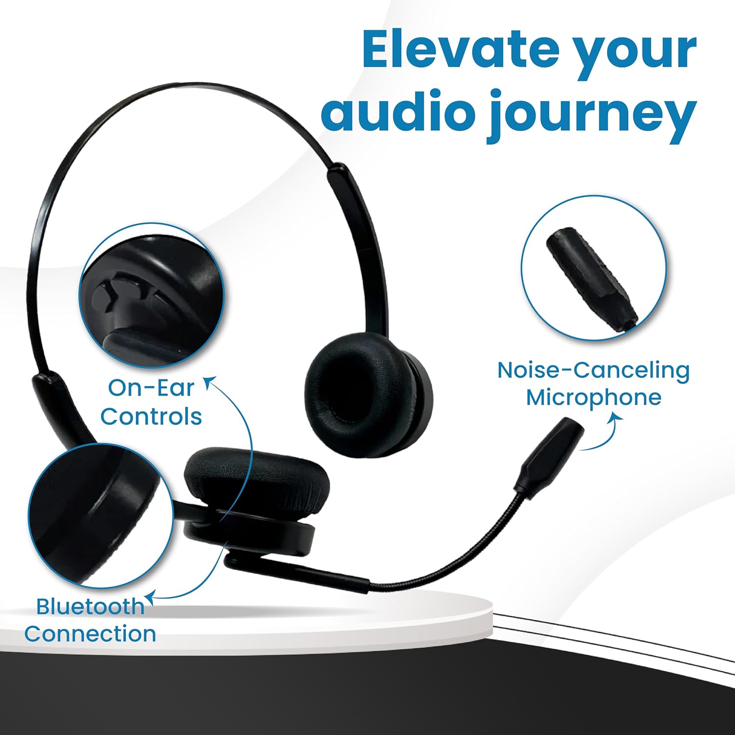 OTM Essentials Pro Wireless Noise Canceling Stereo Headset, Over-The-Head, Black (OB-A6A) (OB-A6B)