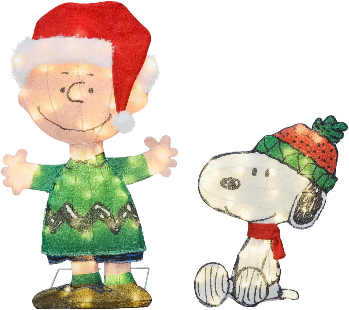 Peanuts 2 Dimensional Holiday Christmas Lighted LED Outdoor Indoor DÉCOR 32IN Charlie Brown and 20IN Snoopy