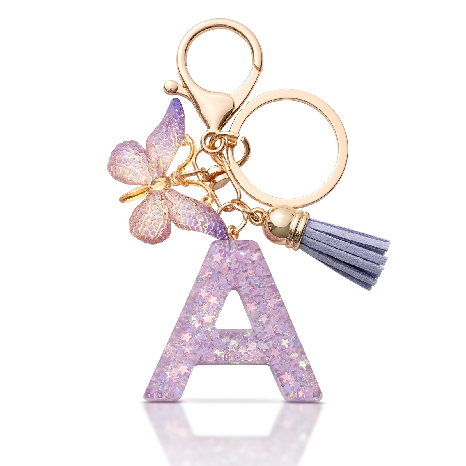 MORSUNBELA Schlüsselanhänger Buchstabe Mädchen Keychain mit Anfangsbuchstabe Schlüssel Anhänger mit Buchstaben für Frauen Damen