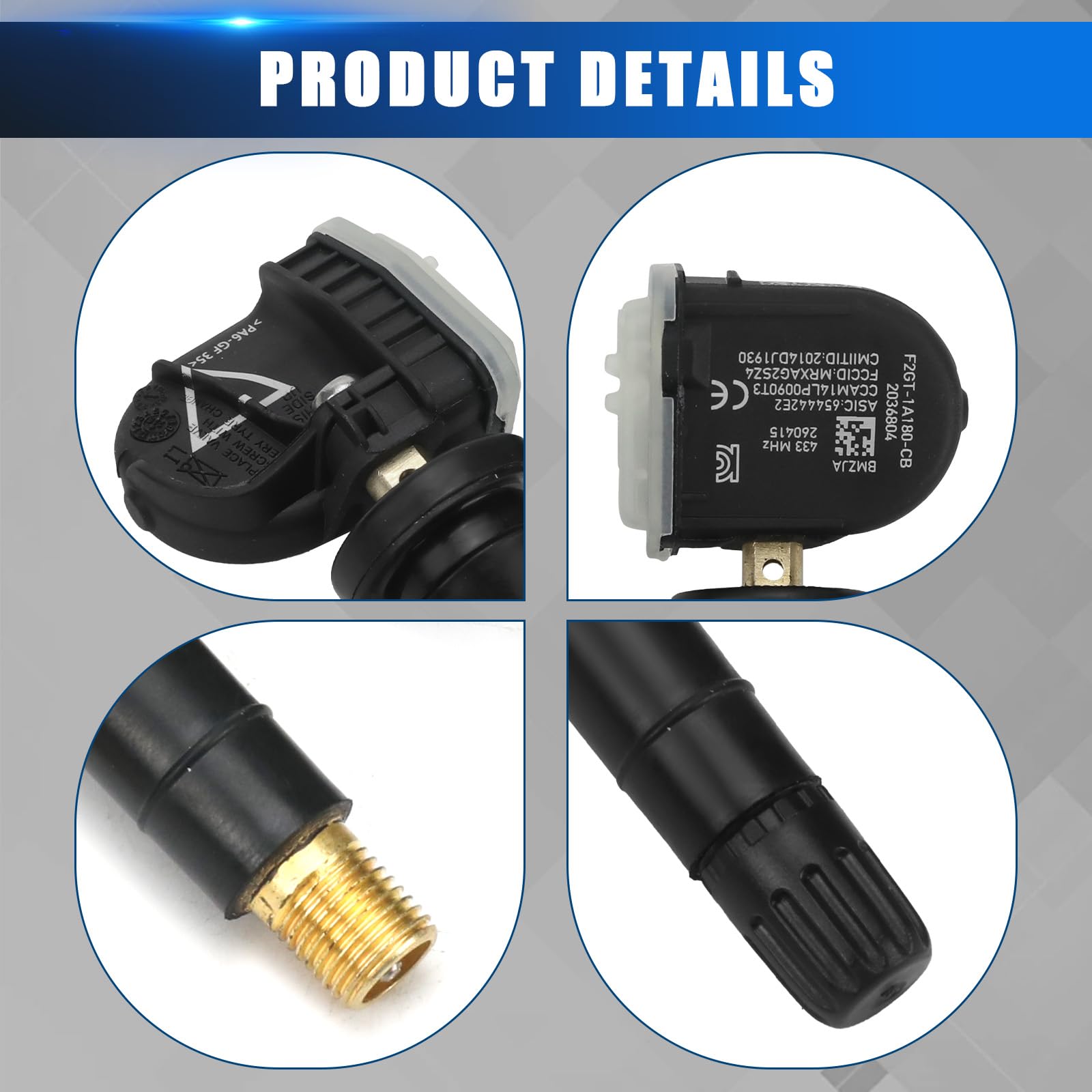 Reifendrucksensor Kompatibel mit Ford Galaxy S-Max Edge Fiesta Mondeo Mustang, TPM Sensor RDKS TPMS Reifendruckkontrolle Sensor 2318453 5291383 2036804-4 Stück