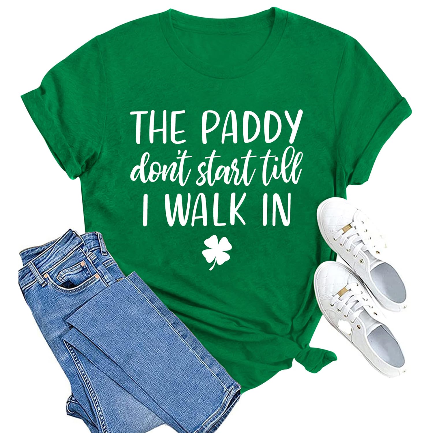 St Patricks Day Shirts Womens St. Paddys Day Shamrock Tshirt Green Clover Short Sleeve
