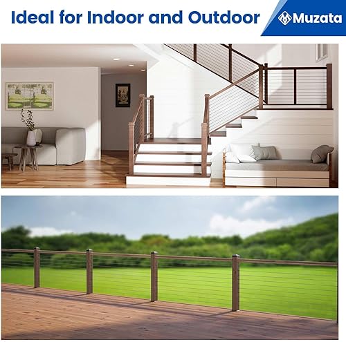 Miniatura 7 de Muzata Paquete de 20 tornillos para barandillas de cable negro de 1/8 pulgadas, tornillos de retraso para zurdos y diestros para postes de madera