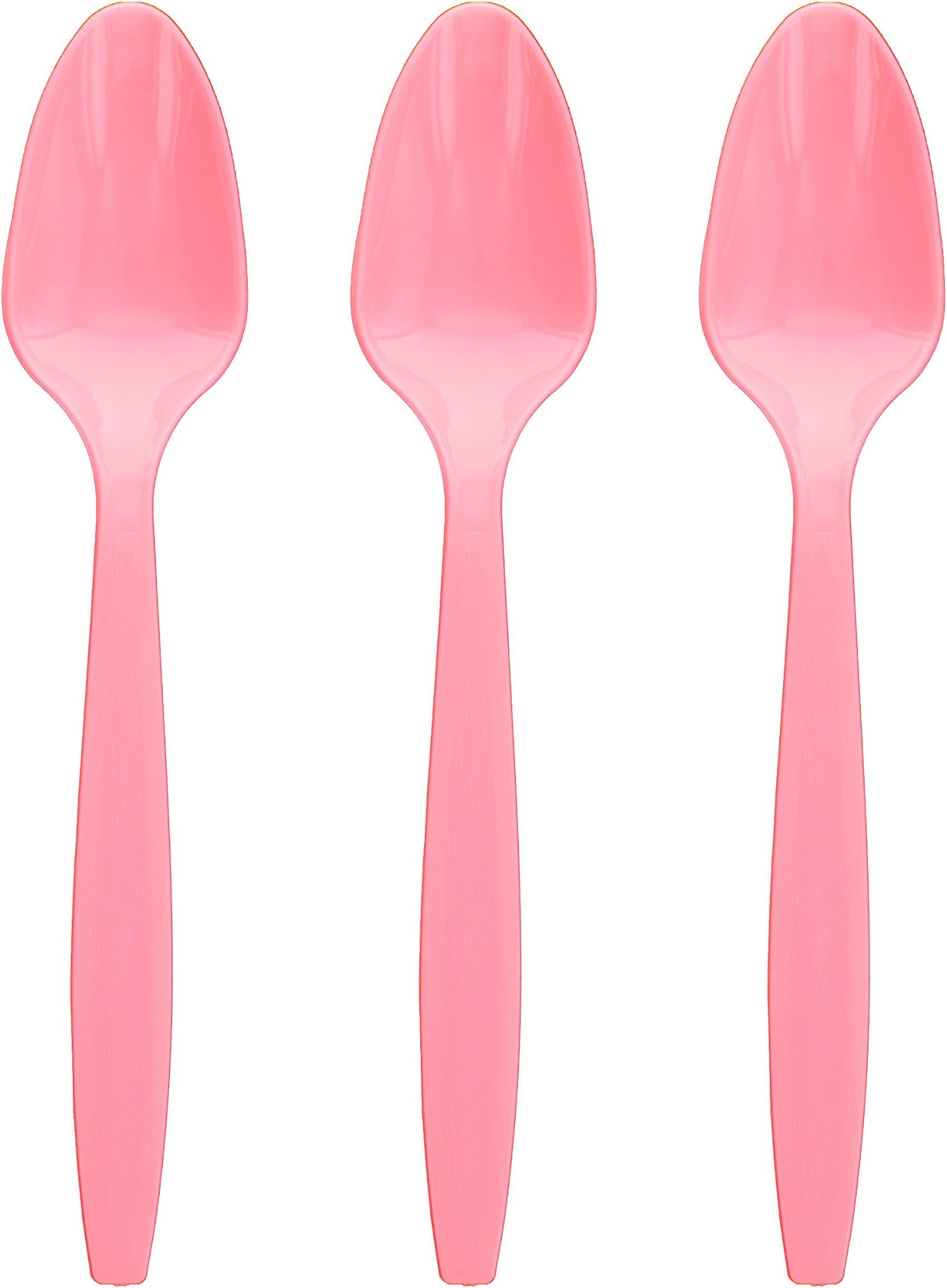 Amcrate Pink Disposable Medium Weight Plastic Spoons - Ideal for Weddings, Party’s, Birthdays, Dinners, Lunch’s. (Pack of 100)