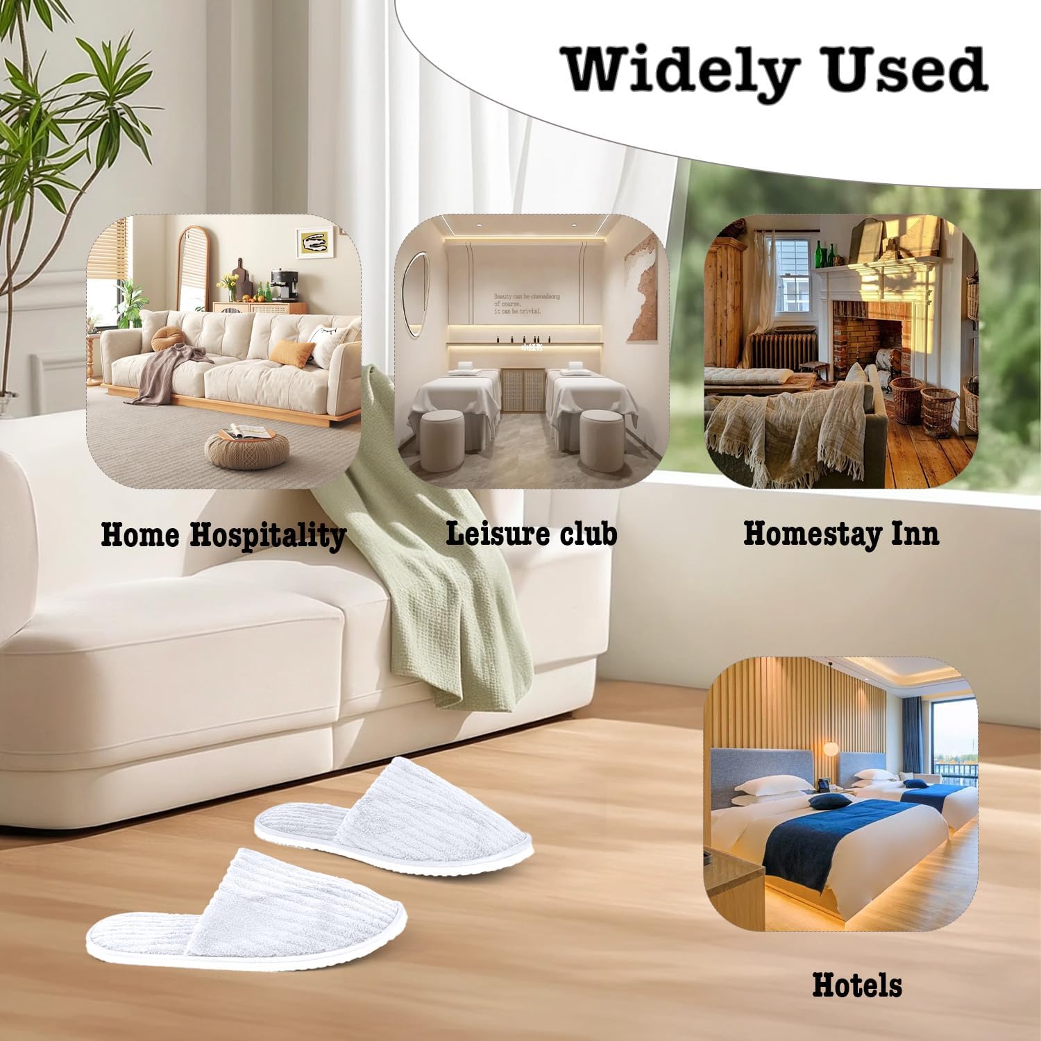 Disposable Slippers, 12 Pairs Bulk Slippers Hotel Slipper For Guests Disposable slipper For House Travel Guests Hotel Home Salon,White