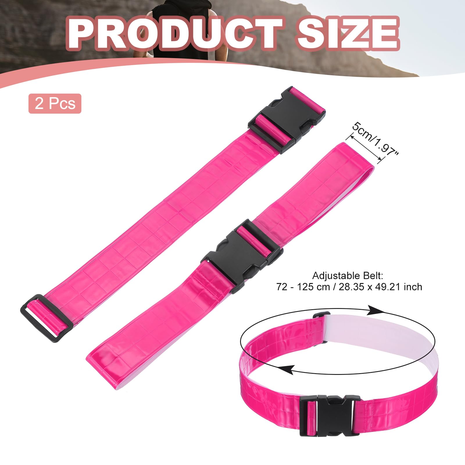 PATIKIL Reflective Belt, 2 Pcs High Visibility Running Belt High Visibility Grow Belt Adjustable Safety Gear for Men Women Walking Cycling Motorcycling, Pink