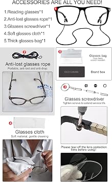 OCCI CHIARI Classic Men's Reading Glasses 1.5, Rectangle Readers for Men, Medium Frame Glasses for Reading Spring Hinge (Light Black,150)