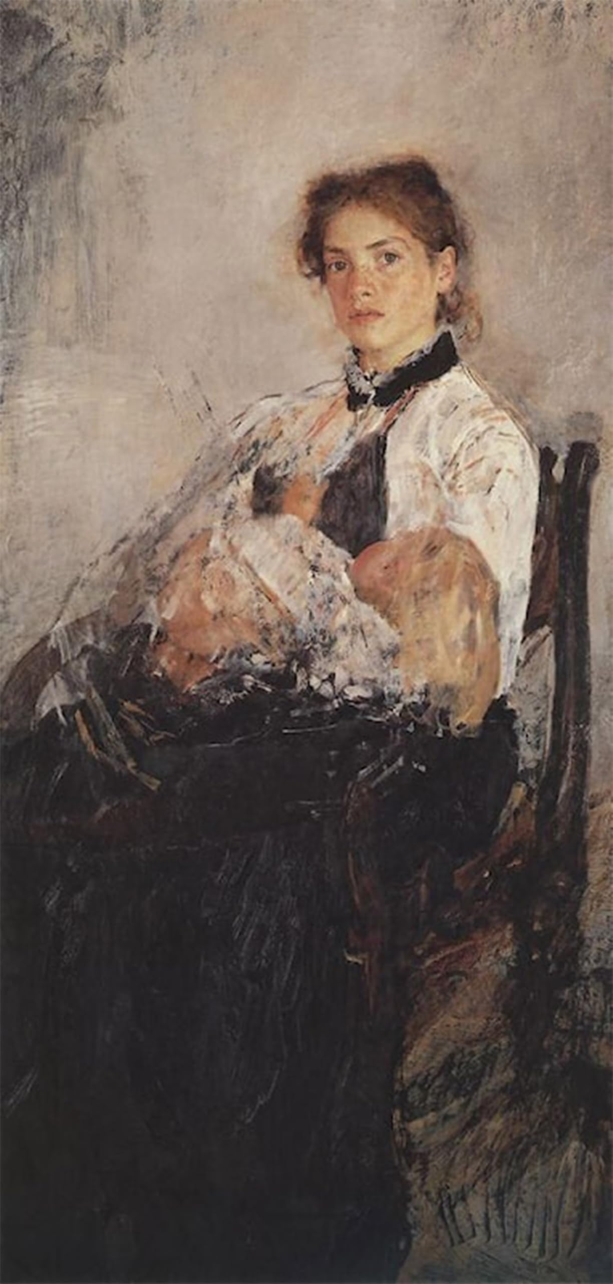 POSTERIIk Vintage Print Pop Art Landscape Artwork Portrait of N I Derviz with Her Child by Valentin Alexandrovich Serov Art Prints for Office Home Decor 60x90cm