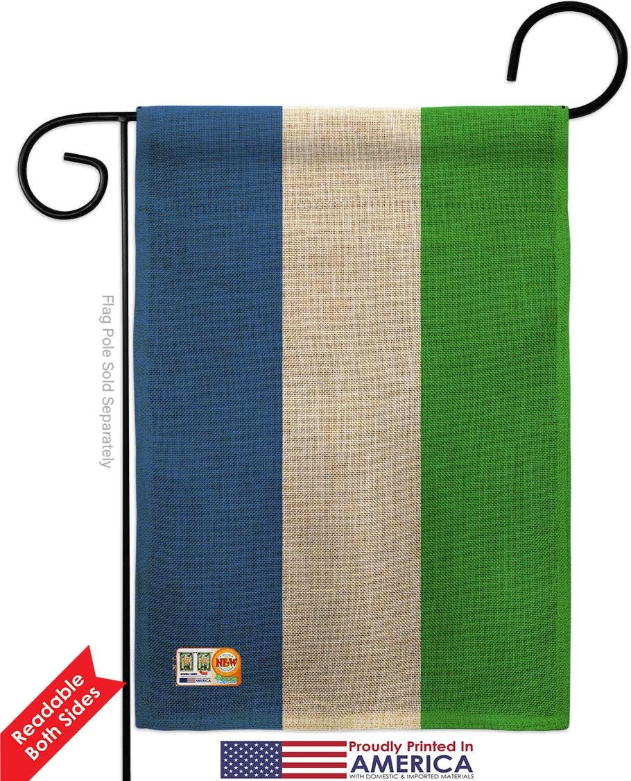 Sierra Leone Burlap Garden Flag Nationality Nation International World Country Particular Area Small Decorative Gift Yard House Banner Double-Sided Made In USA 13 X 18.5
