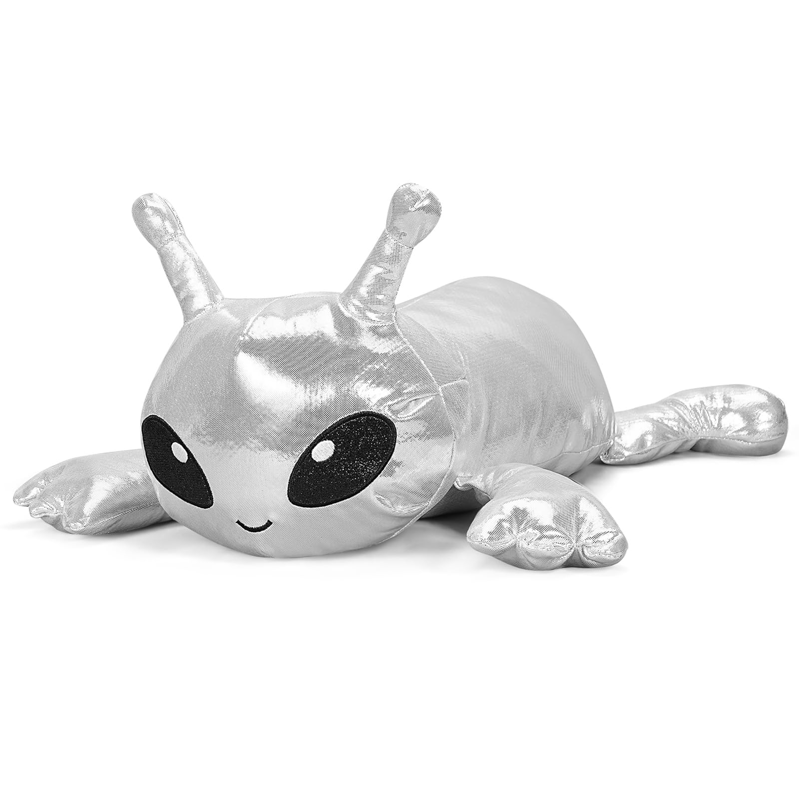 3.5Lbs Weighted Alien Stuffed Animal, 21" Microwavable Silver Alien Plush with Removable Heating Pad, Heatable Coolable Galaxy Buddy Space Gift for Kids Adult