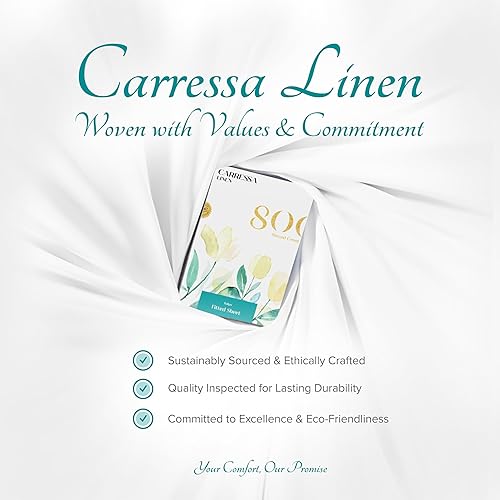 Miniatura 160 de Carressa Linen Sábana bajera ajustable 100% algodón tamaño King – Sábana bajera de 800 hilos King de algodón, lujosamente suave, refrescante