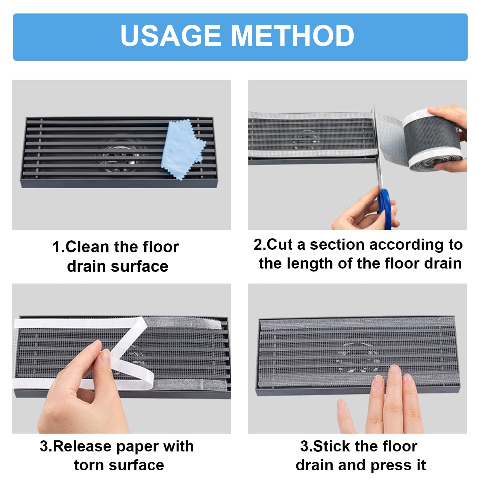 Rete Filtro Capelli Per Scarico Doccia - Adesivo PVC 100mm X 10m Con Spatola, Anti Intasamento - Foto 11