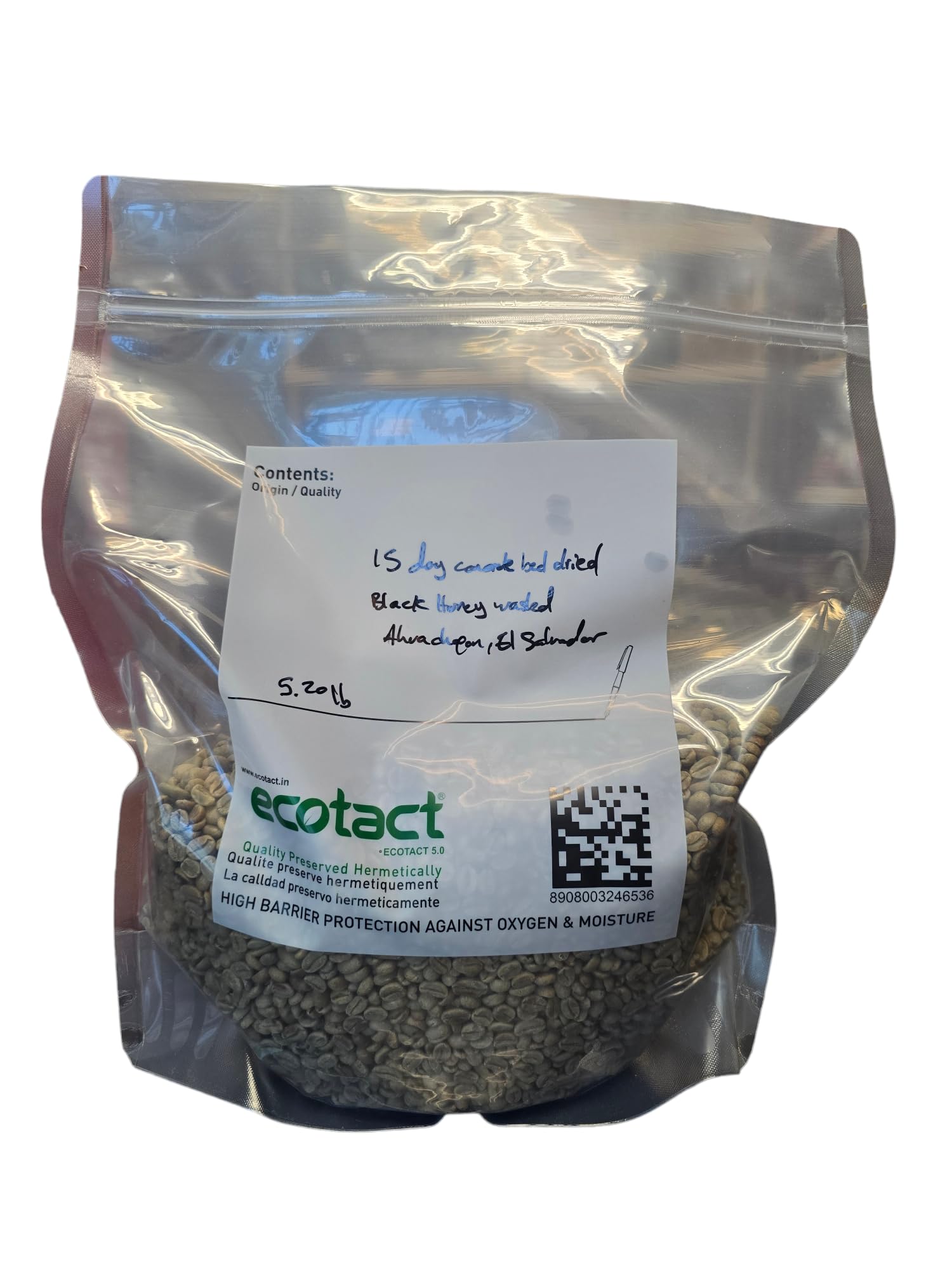 Tesoros Del Pais Green Unroasted Coffee Beans Ahuachapan, El Salvador Single Estate High Elevation (Honey washed, 5 lb)
